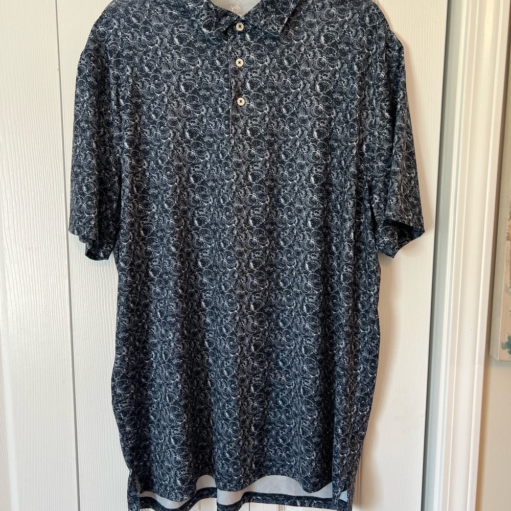 Southern Tide Blue Floral Polo Shirt
